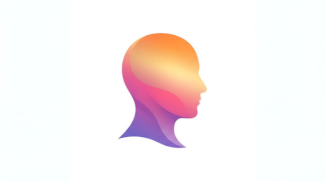 Side profile human head with gradient colors