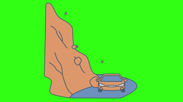 Landslide and car graphic animation 