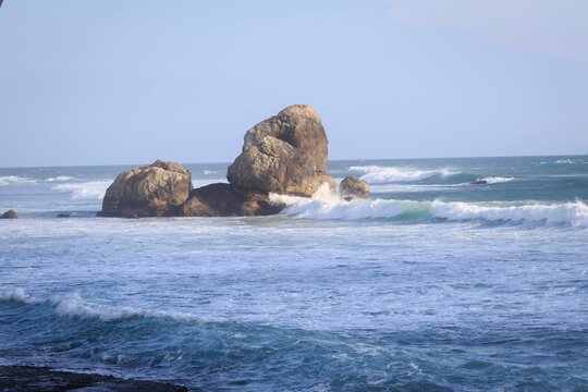 Coastal Rock Formation and Ocean Waves