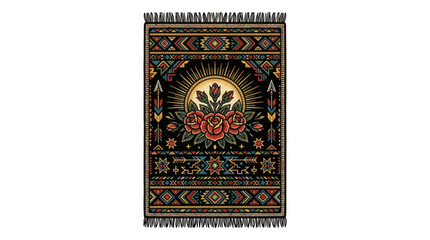 Obraz premium Tribal Rug with Sun, Roses, and Arrows Design