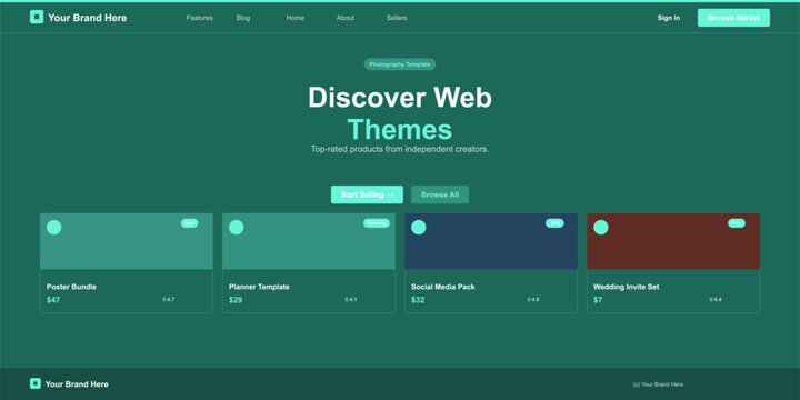 Modern web theme preview cards collection for digital products Vector