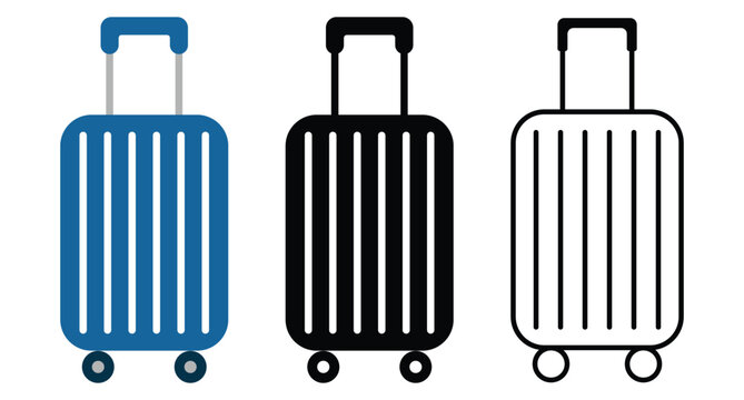 Luggage icon vector. Travel trolley bag icon vector illustration. Silhouette of travel suitcases bag vector.