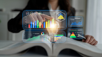A business intelligence dashboard for data analysis and performance reporting. A concept of data...