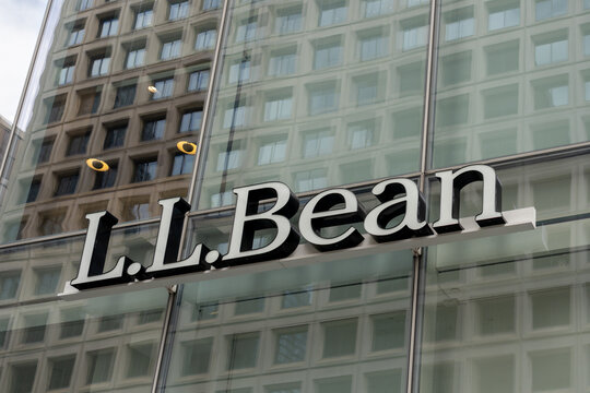 Toronto, Ontario, Canada - September 6, 2026: Closeup LL Bean exterior sign on the building. LL Bean is an American outdoor clothing and equipment retailer. 
