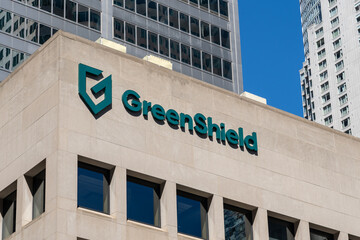 Obraz premium Toronto, Canada - September 7, 2026: Green Shield regional office building in downtown Toronto, Canada. Green Shield Canada (GSC) is a not for profit benefits carrier. 