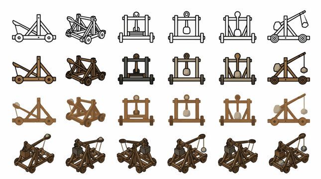 Collection of Medieval Siege Weapons and Catapult Designs