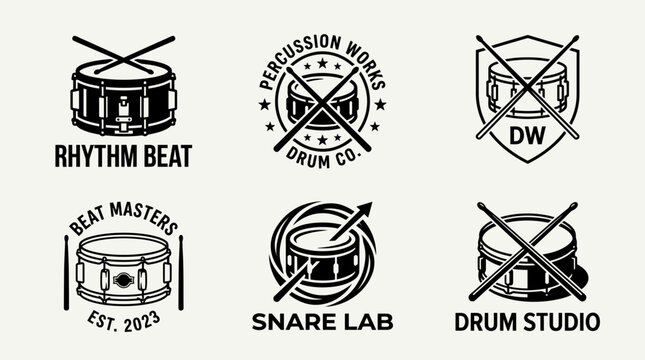 Percussion and snare drum studio logo set
