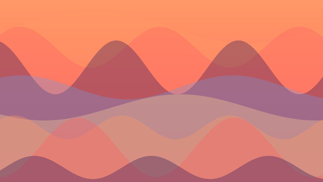 Abstract background, featuring soft, overlapping, waves in warm, sunset colors of, orange, peach, and, muted purple, creating, a rhythmic pattern