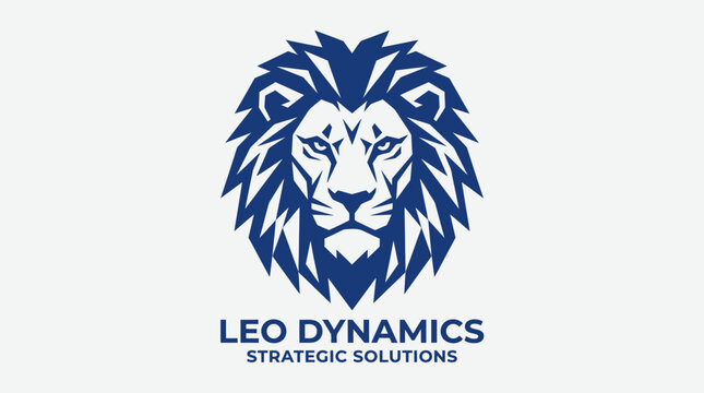 Blue lion head mascot logo design.