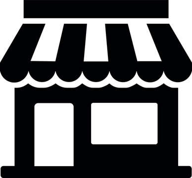Retail storefront icon with awning for shop, small business, market, ecommerce store and commercial service design
