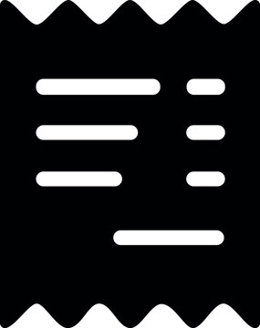 Receipt icon for retail payment, purchase confirmation, invoice, billing, shopping checkout and business transaction design