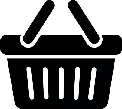 Shopping basket icon for retail stores, supermarket shopping, grocery purchases, ecommerce, sales and customer checkout design