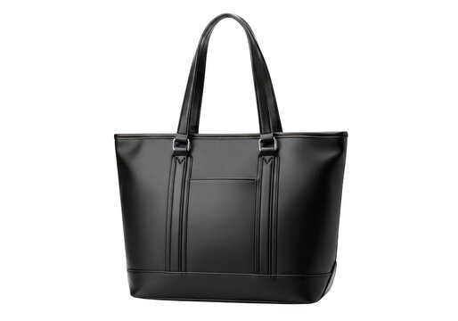 Black leather tote bag with handles