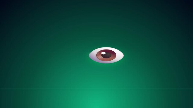 blinking eyes animated icon round eyes blinking and glancing right and left looping green screen 4k