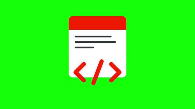 Animated coding window icons pattern on green screen