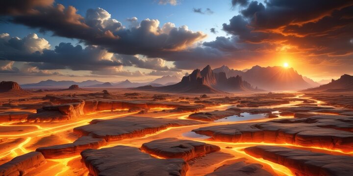 Lava flows on a volcanic surface with unique rock formations and sulfur deposits