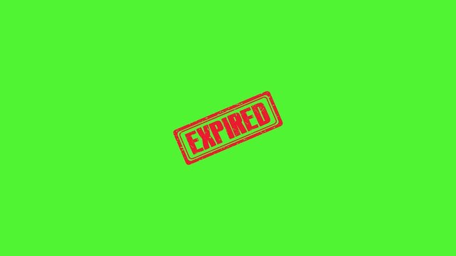 Red Expired Rubber Stamp Animation Isolated on Green Screen Background 