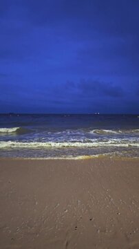 Night Waves at Daecheon Beach in South Korea