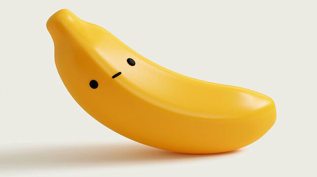 Sad Banana Toy: A lonely, yellow banana toy with a sad face is tilted to the side, conveying a sense of melancholy and isolation.