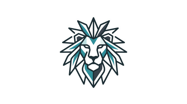 Geometric blue lion head logo icon design