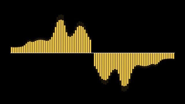 Yellow Audio Waveform Visualization Representing Digital Sound Frequency Levels on a Dark Background