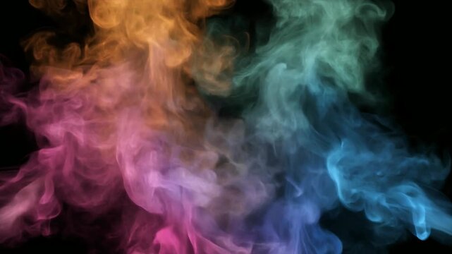 カラフルな煙が渦を巻きながら拡散していく幻想的なCG