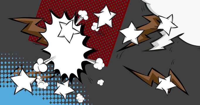 Cartoon background animation, comic book backdrop video. Retro comics pop art design.