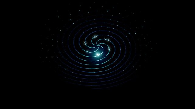 Spiral galaxy with cosmic star patterns and glowing blue center in deep space