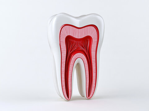 Tooth cross section dental anatomy root canal enamel dentin pulp cavity gum tissue molar human tooth medical illustration