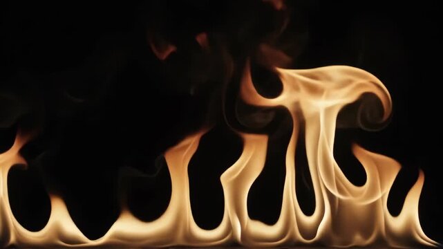Fire Flame Fireplace Background with Burning Curls, Orange Glow, Black Contrast, Heat and Blaze Creating Elegant Warm Abstract Composition and Dramatic Seasonal Home Design Atmosphere
