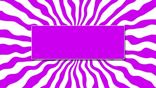 Retro psychedelic wavy purple sunburst loop background with copy space box banner motion