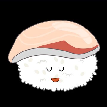 かわいいハマチ寿司のアニメーション動画素材(透過・アルファチャンネル付き)