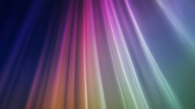 Colorful Aurora Light Beams Glowing in Night Sky