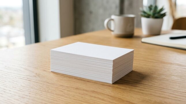 clean stack of blank white business cards ready for branding