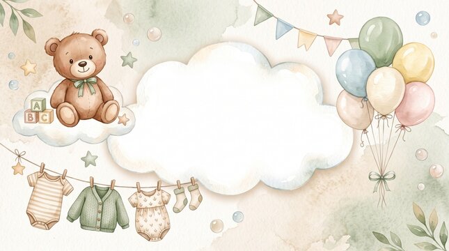 081 81 Cute baby nursery background frame large empty  Baby nursery ba