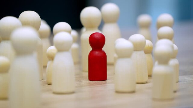 Wooden peg figures representing diversity and organization in human resources