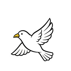 Fototapeta premium White bird with yellow beak flying
