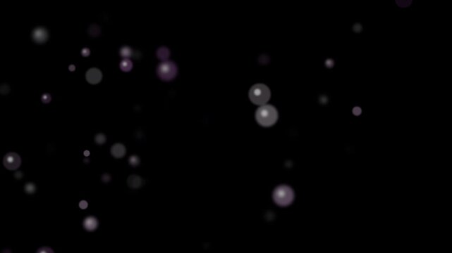 Floating Purple and White Bokeh Particles on Black Background