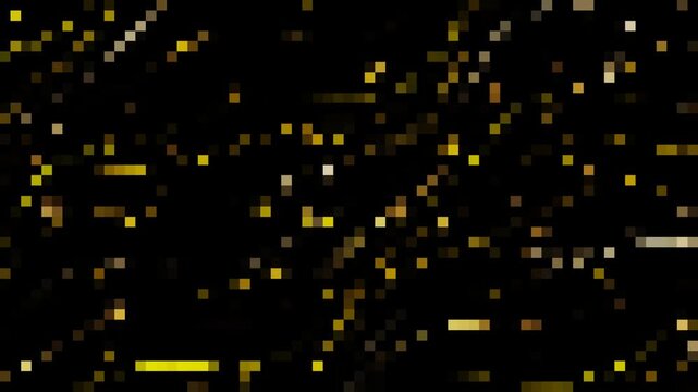 Abstract Golden Pixel Background - Retro Digital Mosaic Animation