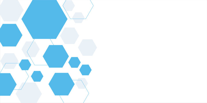 Abstract blue hexagon banner background.
