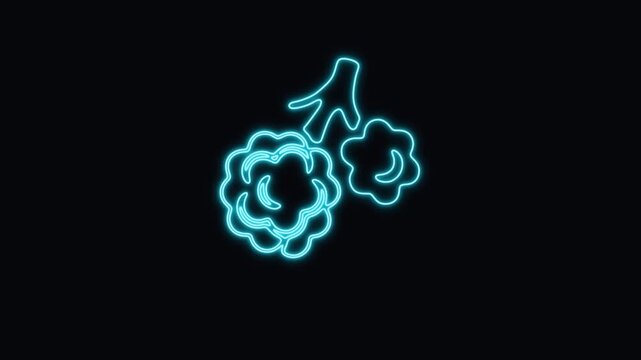 Pulmonary alveoli neon icon displays microscopic structures of the respiratory system.