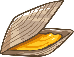 Open Mussel Shell Seafood Hand Drawn Vector Illustration © Ricky