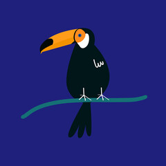 Illustration of a toucan perched on a branch against a blue background. © Rawpixel.com