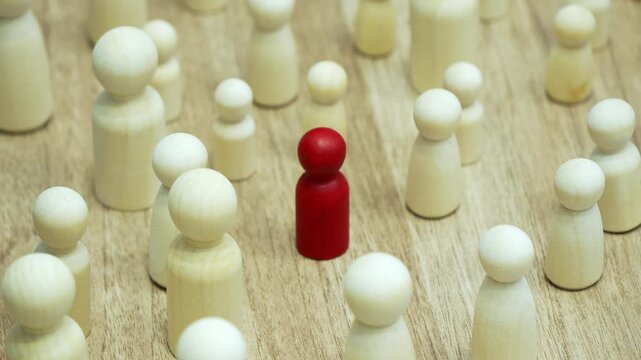 Wooden peg figures representing diversity and organization in human resources