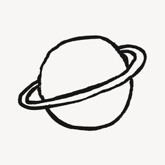 Planet Saturn, galaxy doodle in black © Rawpixel.com