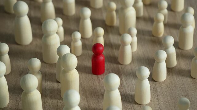 Wooden peg figures representing diversity and organization in human resources