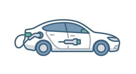 Fototapeta premium Electric vehicle sedan charging plug icon.