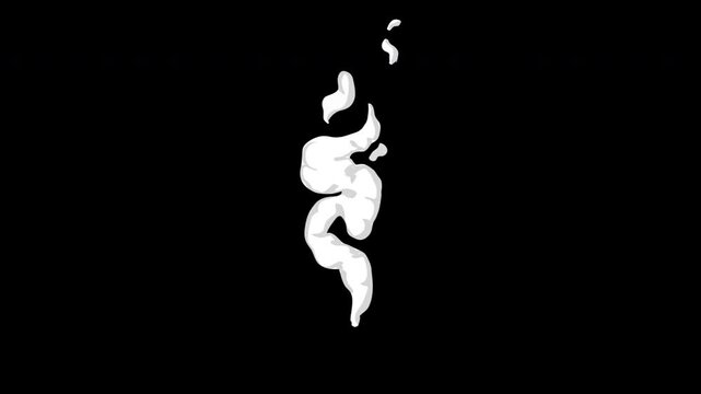 Animation  smoke cartoon with the movement of smoke rising high into the air, suitable 2d cartoon vfx . alpha channel only 4k