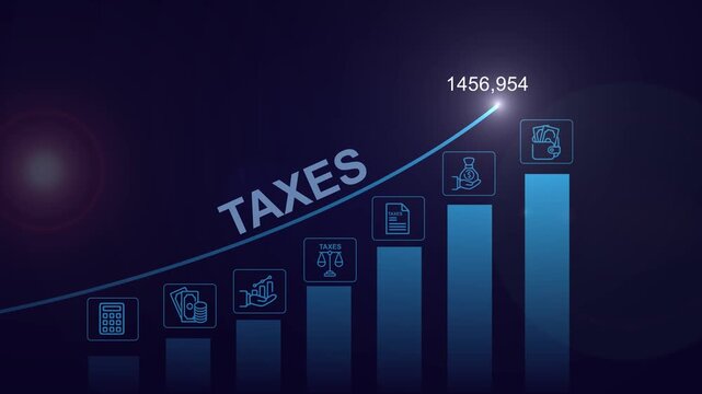 Financial infographic element showing a sharp rise in corporate tax structure