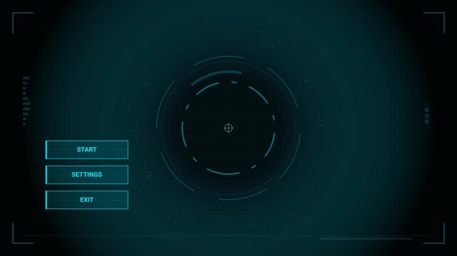 Minimalist Sci Fi Tactical Game Menu Interface With Start Settings And Exit Options